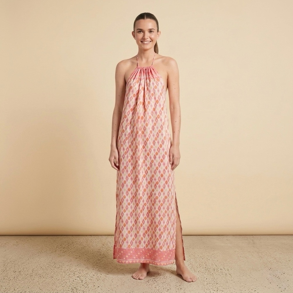 Delfina Italy Halter Backless Maxi Dress Swim Cover-up Size Medium